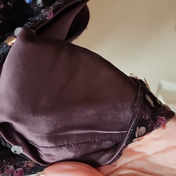 Chico's Sequined Top 3 XL Dark Brown Paillette Sequin Satin Going Out Party - Picture 9 of 9